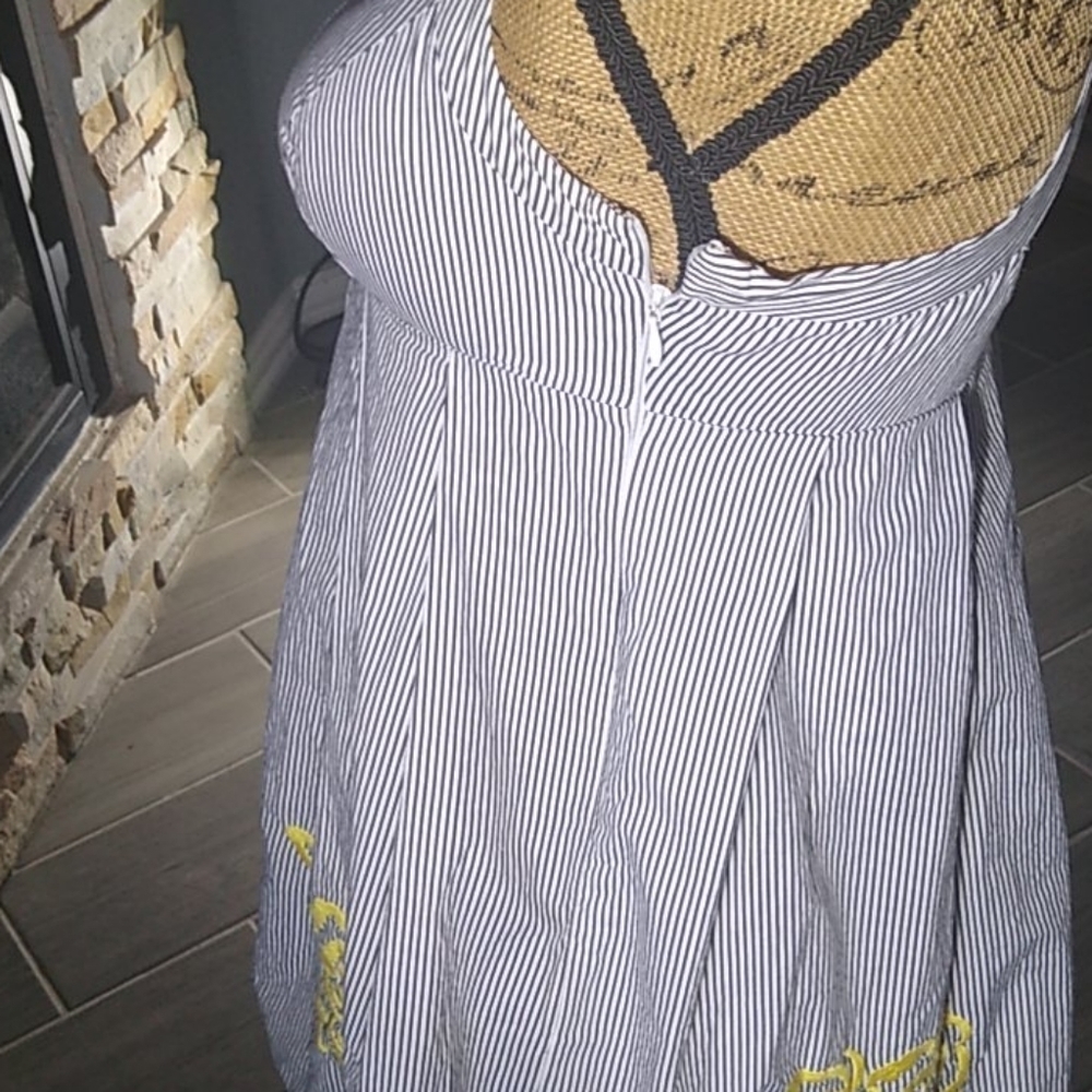 Inc Sundress Black& White Striped Floral Sidezip Sundress sz 4P #899 - Picture 5 of 10